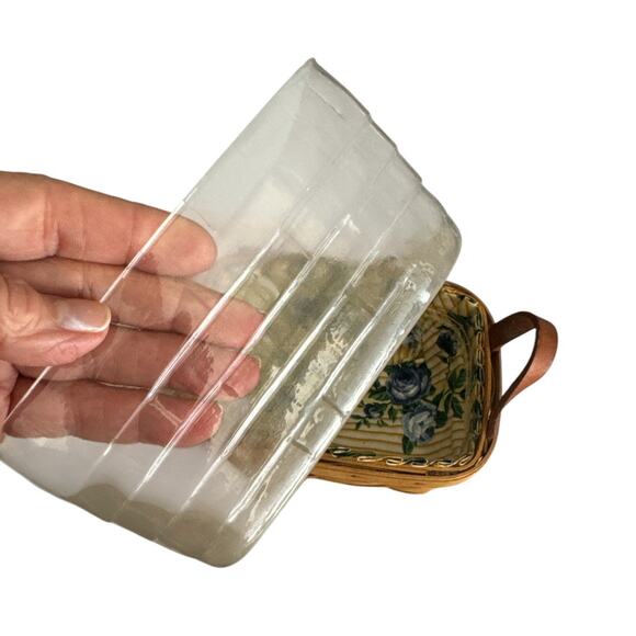 Vintage Mini Longaberger Hand Crafted Fabric and Plastic Bin Lined Basket - Picture 8 of 13